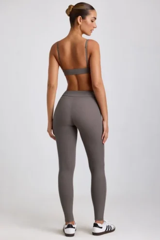Leggings de cintura alta de modal acanalado Linnea Petite en gris