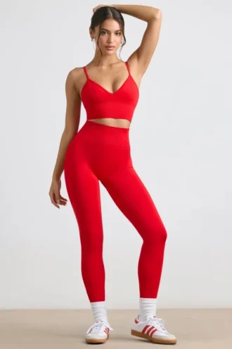 Leggings de cintura alta Define Luxe en rojo