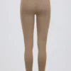 Leggings de cintura media con fruncidos en jersey cepillado en color moca jaspeado