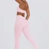 Leggings de jersey cepillado con fruncidos y cintura media en rosa pálido jaspeado