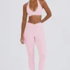 Leggings de jersey cepillado con fruncidos y cintura media en rosa pálido jaspeado