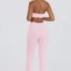 Leggings de jersey cepillado con fruncidos y cintura media en rosa pálido jaspeado