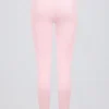 Leggings de jersey cepillado con fruncidos y cintura media en rosa pálido jaspeado