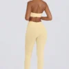 Leggings de jersey cepillado con fruncidos y talle medio en color limón jaspeado