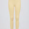 Leggings de jersey cepillado con fruncidos y talle medio en color limón jaspeado