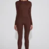 Leggings de jersey con adornos y cintura alta Cassie en marrón chocolate