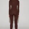 Leggings de jersey con adornos y cintura alta Cassie en marrón chocolate