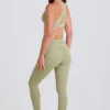 Leggings de talón con cintura plegable de talle medio en color Matcha