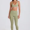 Leggings de talón con cintura plegable de talle medio en color Matcha