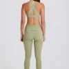 Leggings de talón con cintura plegable de talle medio en color Matcha