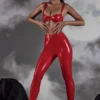 Leggings de vinilo de cintura alta Alecto en rojo