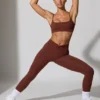 Leggings largos con bolsillos en marrón