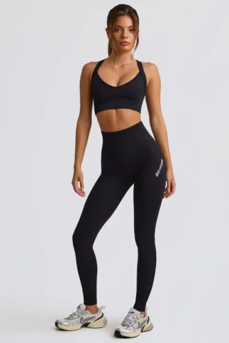 Leggings sin costuras de cintura alta Super Sculpt en negro