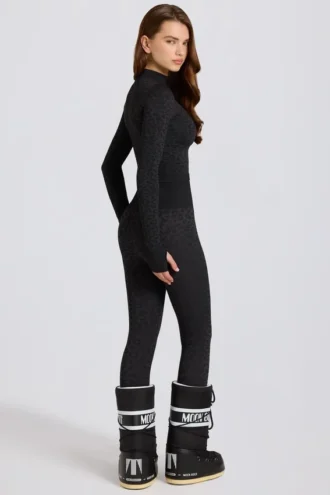 Leggings térmicos de base en leopardo negro