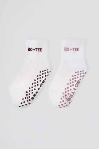 Lote de 2 pares de calcetines para pilates en blanco