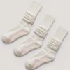 Lote de 3 pares de calcetines de Pilates en color leche