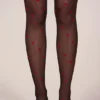 Medias Lina con estampado de corazones en negro