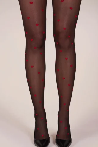Medias Lina con estampado de corazones en negro