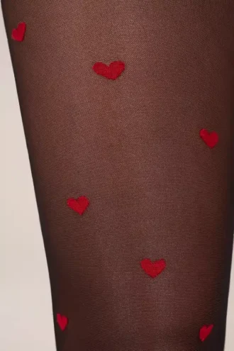 Medias Lina con estampado de corazones en negro