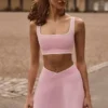 Mini falda-pantalón cruzada Soft Active en rosa empolvado
