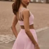 Mini falda-pantalón cruzada Soft Active en rosa empolvado