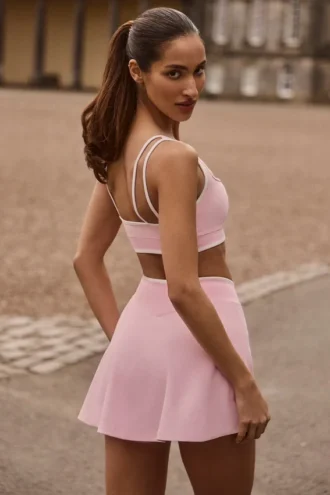 Mini falda-pantalón cruzada Soft Active en rosa empolvado