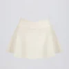 Minifalda-pantalón cruzada de jersey cepillado en marmolado marfil