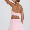 Minifalda-pantalón cruzada de jersey cepillado en rosa pálido jaspeado