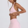 Minifalda-pantalón cruzada de jersey cepillado en rosa pálido jaspeado