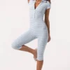Mono capri de jersey acanalado con rayas azules