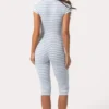 Mono capri de jersey acanalado con rayas azules