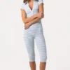 Mono capri de jersey acanalado con rayas azules