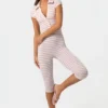 Mono capri de jersey acanalado con rayas rosas