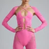 Mono de corte abierto con adornos Melody en rosa chicle