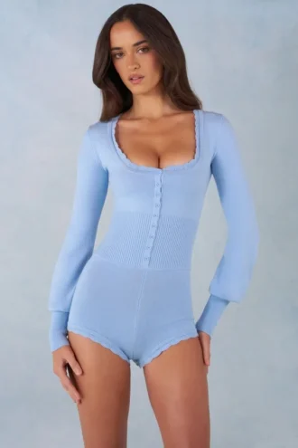 Mono de manga larga de punto Ismera en azul suave