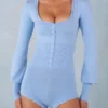 Mono de manga larga de punto Ismera en azul suave