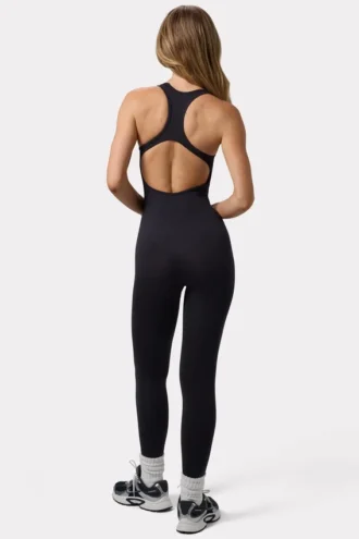 Mono Define Luxe con espalda abierta en negro