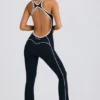Mono Petite Soft Active con espalda abierta en negro