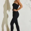 Mono sin tirantes con bajo acampanado Jamila en negro