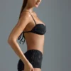 Oh Polly Ropa de baño: Top de bikini micro con adornos de la edición HOTFIX en negro