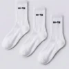 Pack de 3 pares de calcetines de cuello medio acanalados en blanco