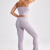 Pantalones acampanados con vuelta de punto grueso en lavanda apagada