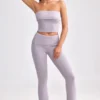 Pantalones acampanados con vuelta de punto grueso en lavanda apagada