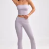 Pantalones acampanados con vuelta de punto grueso en lavanda apagada