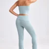 Pantalones acampanados con vuelta de punto grueso en verde azulado apagado