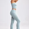 Pantalones acampanados con vuelta de punto grueso en verde azulado apagado