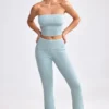 Pantalones acampanados con vuelta de punto grueso en verde azulado apagado
