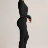 Pantalones acampanados con vuelta y canalé de Modal Jules en negro
