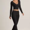 Pantalones acampanados con vuelta y canalé de Modal Jules en negro