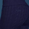 Pantalones acampanados con vuelta y punto trenzado en azul marino